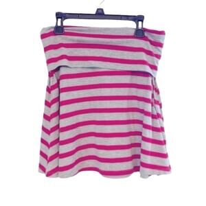 Pink Gray Striped A-Line Mini Skirt by Mossimo | Soft Knit Casual Size S